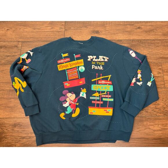 Disney Mickey & Friends Play In The Park Crew Neck Pullover Sweatshirt Sz 3XL - Picture 1 of 4